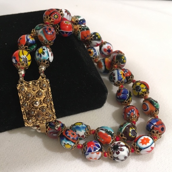 Vintage Jewelry - 💼Vintage Murano Millefiori Glass Bead Bracelet
